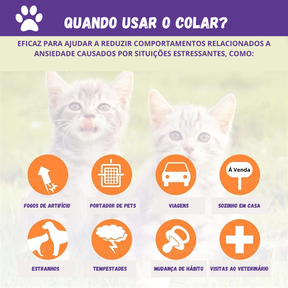 Coleira Calmante para Cães e Gatos - Alívio da Ansiedade e Proteção