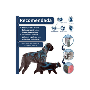 Coleira Anti-pulgas e Carrapatos para Cães e Gatos - 8 Meses de Proteção 100% Natural