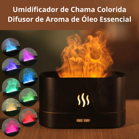 Difusor Umidificador Aromático Ultrassônico para Óleos Essenciais Lareira Chamas