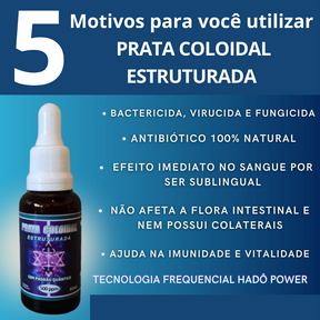 Prata Coloidal Estruturada 500PPM - Frequenciada - 30 ml